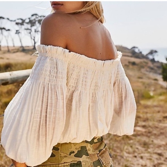 NWT Free People Dancing Til Dawn Off The Shoulder Crop Top XS - Picture 2 of 9